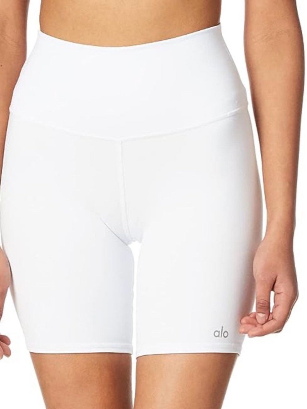 ALO Yoga White High-Rise Bike Shorts